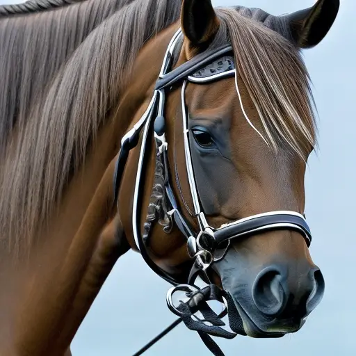 An image showcasing a horse's head wearing various bridles, highlighting the intricate details of their design, materials, and fit