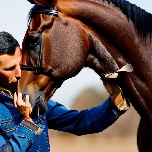 An image capturing a horse trainer consistently grooming a horse, their hands moving in smooth, rhythmic motions
