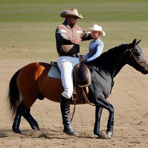 An image capturing the essence of natural horsemanship training: a serene setting with a horse and trainer in perfect harmony, communicating through gentle gestures, mutual respect, and trust, showcasing the power of non-verbal communication