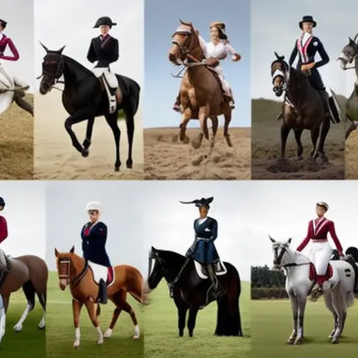 An image showcasing the evolution of women's participation in equestrian sports over time